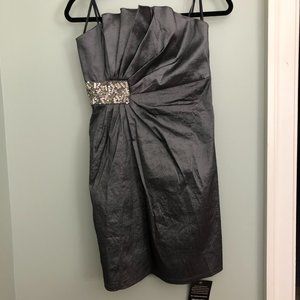 AQUA Bloomingdales Silver Dress